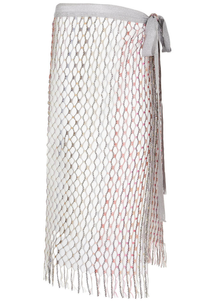 Missoni Sequin-embellished Metallic Open-knit Sarong - Silver - Cover