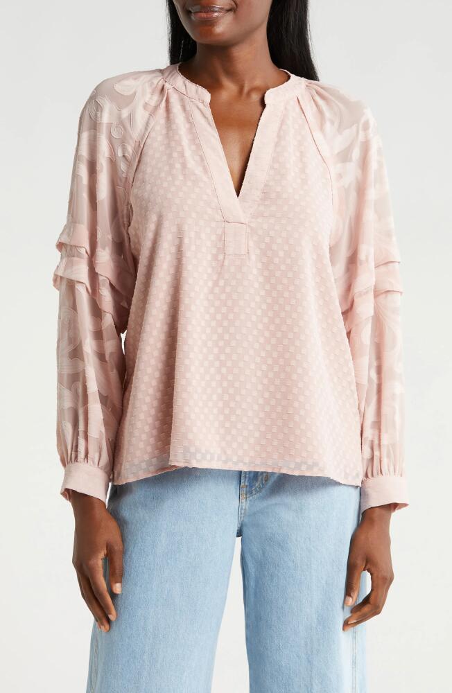 Vince Camuto Raglan Sleeve V-Neck Top in Heavenly Pink Cover