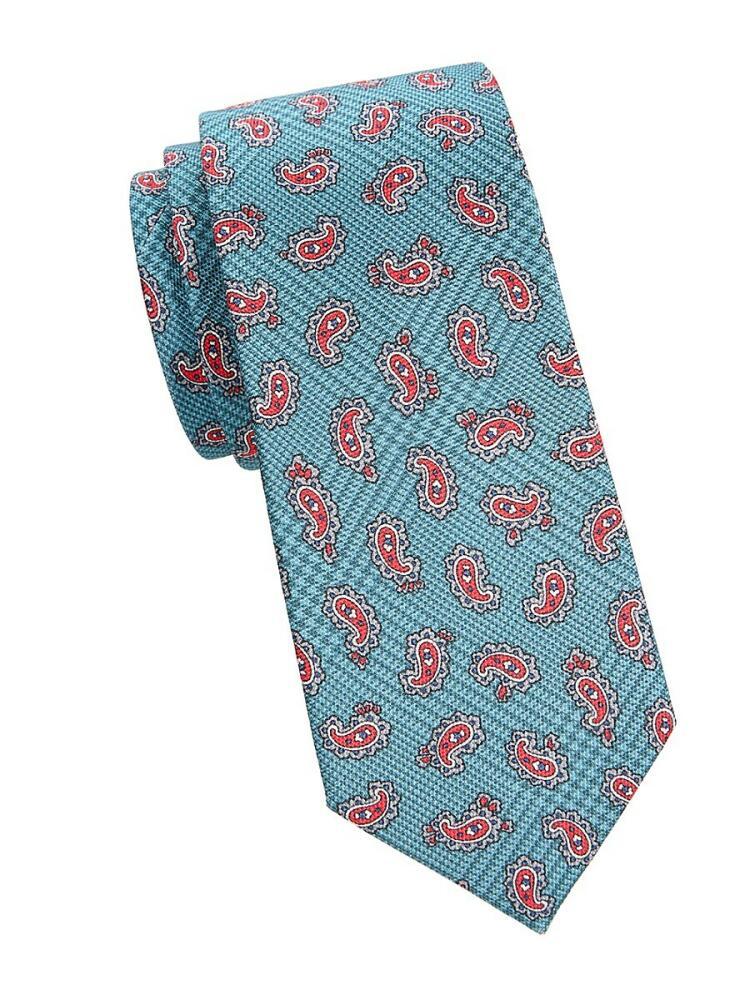 Brioni Men's Paisley Silk Tie - Blue Red Cover