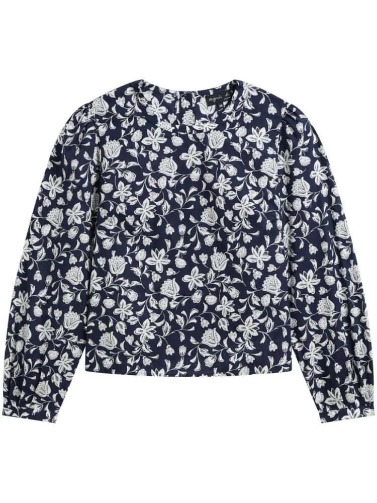 agnès b. floral-print cotton blouse - Blue Cover