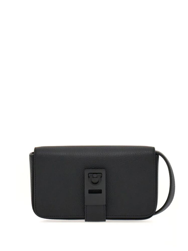 Ferragamo Gancini-plaque leather crossbody bag - Black Cover