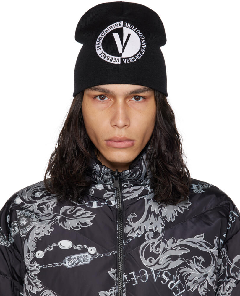 Versace Jeans Couture Black Embroidered Beanie Cover