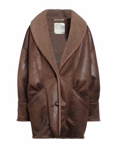 Emma & Gaia Woman Coat Dark brown Polyester Cover