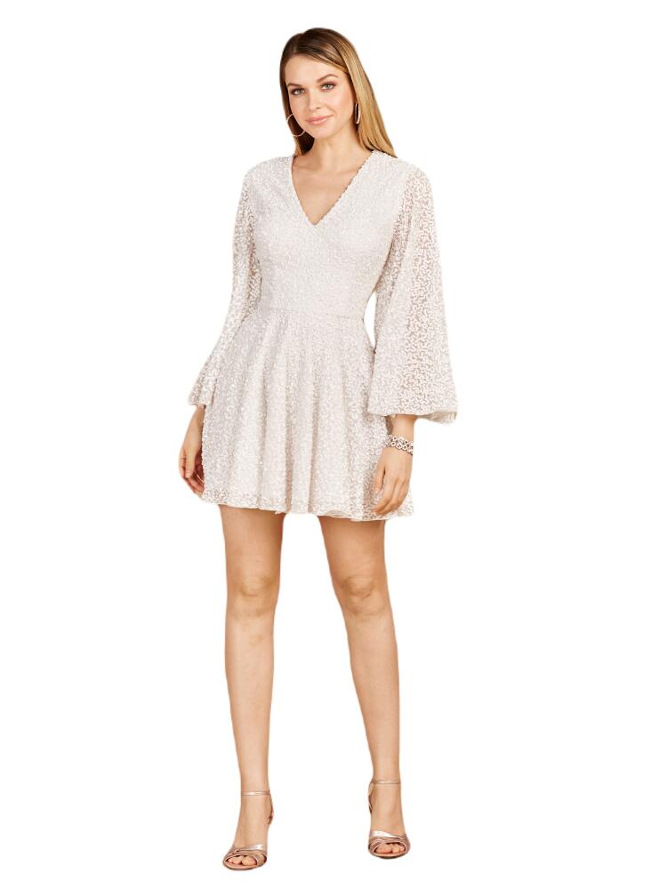 LARA New York Long Bell Sleeve Sequin Bridal Cocktail Dress in Ivory Cover