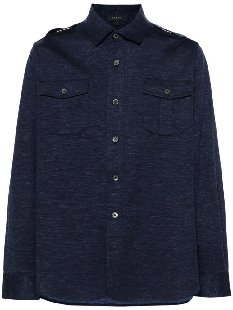 Sease mélange-effect virgin wool-silk shirt - Blue Cover