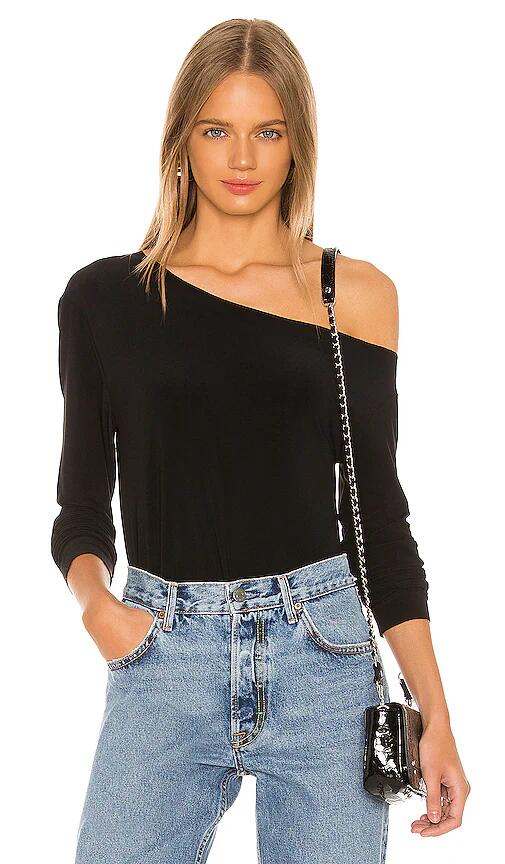 Norma Kamali Long Sleeve Drop Shoulder in Black Cover