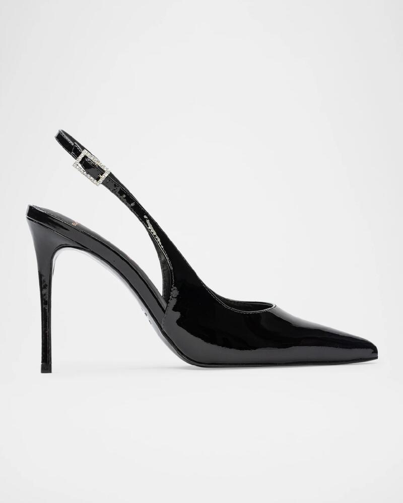 Black Suede Studio Alloy Patent Leather Slingback Pumps Cover