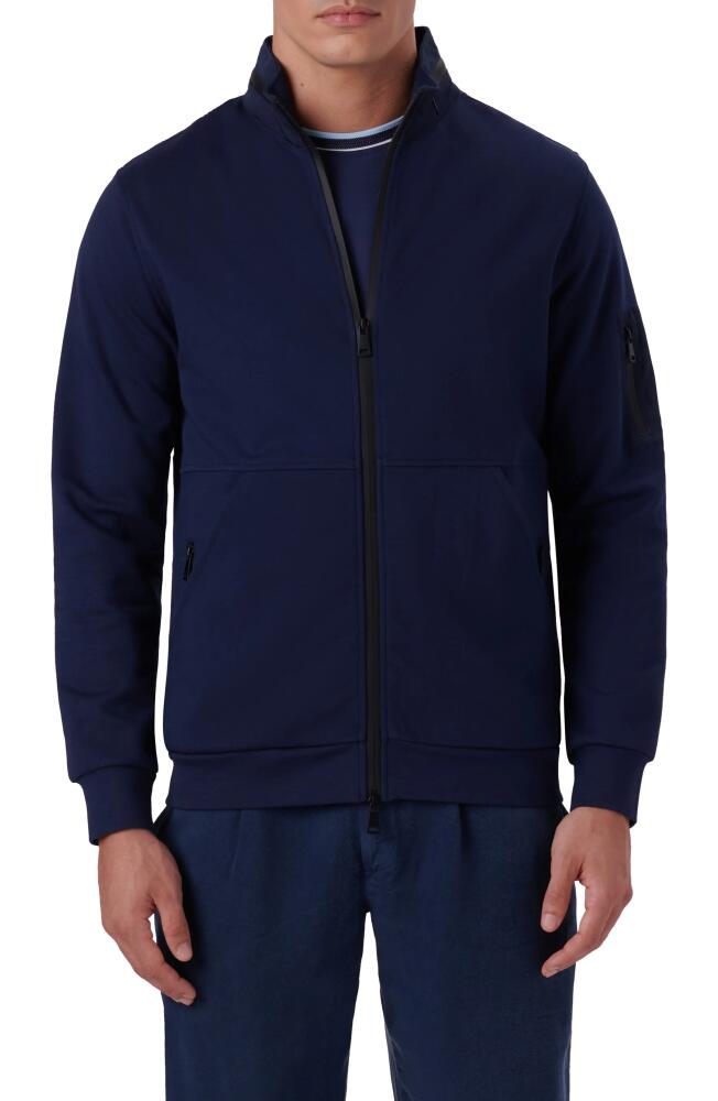 Bugatchi Cotton Blend Zip-Up Knit Jacket in Navy Cover