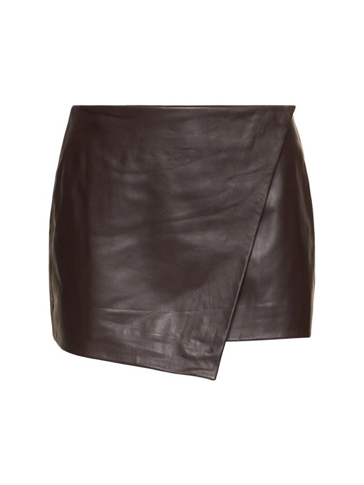 THE FRANKIE SHOP Cleo Leather Mini Wrap Skirt Cover