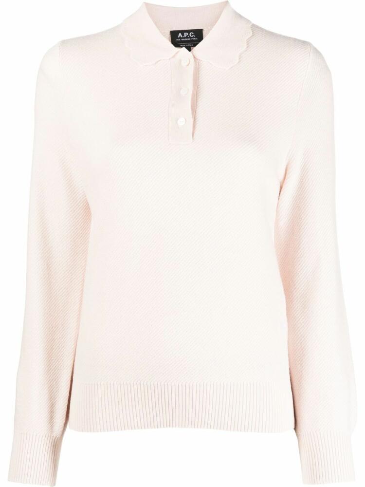 A.P.C. long-sleeved knitted polo shirt - Pink Cover