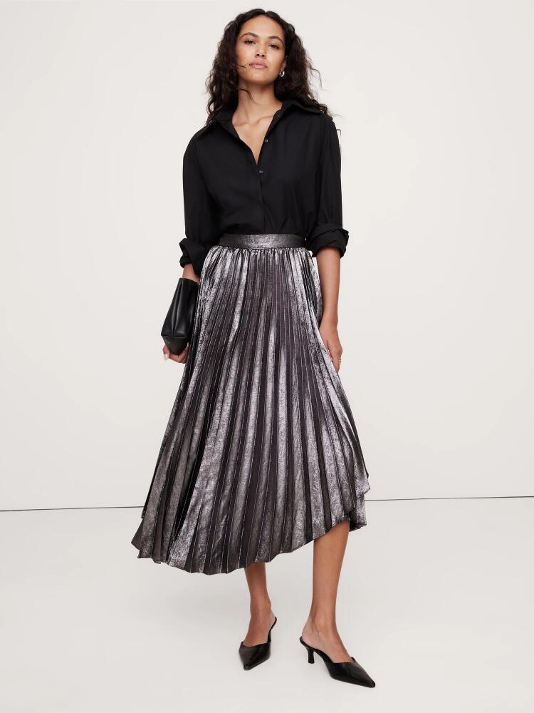 Banana Republic Pleated Asymmetrical Midi Skirt Cover