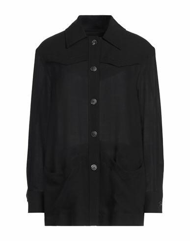 Ferragamo Woman Shirt Black Virgin Wool, Polyamide, Cotton, Lambskin Cover