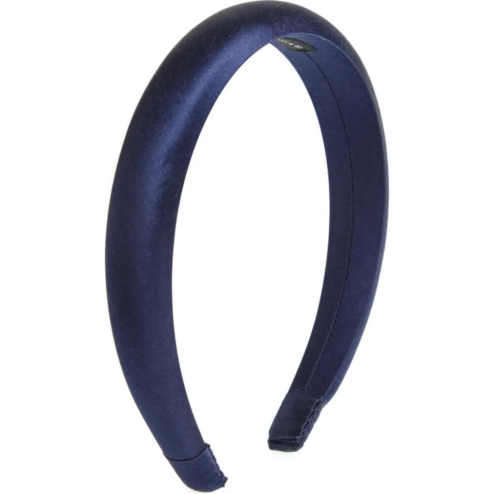 L. Erickson Padded Silk Charmeuse Headband in Navy Cover