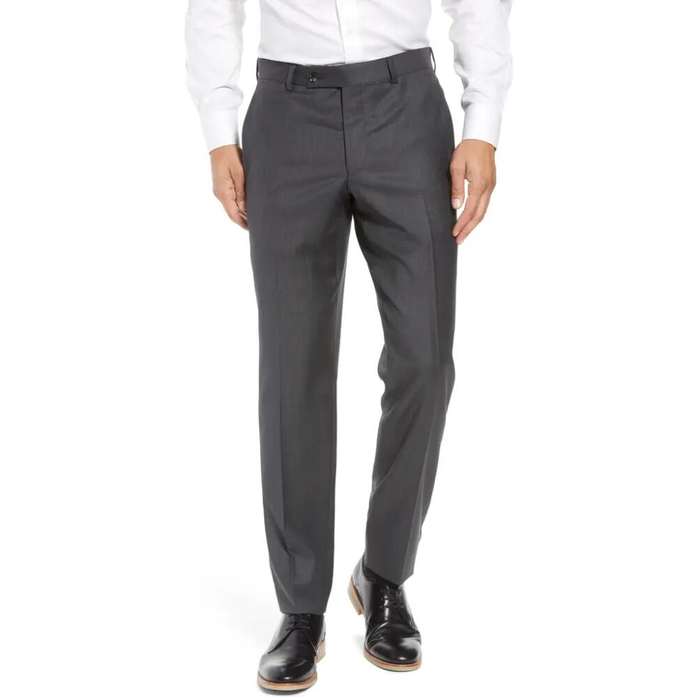 Ted Baker London Jefferson Flat Front Wool Dress Pants in Mid Grey Cover