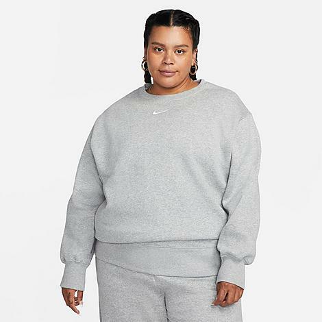 Nike Women's Sportswear Phoenix Fleece Oversized Crewneck Sweatshirt (Plus Size) in Grey/Dark Grey Heather Cover