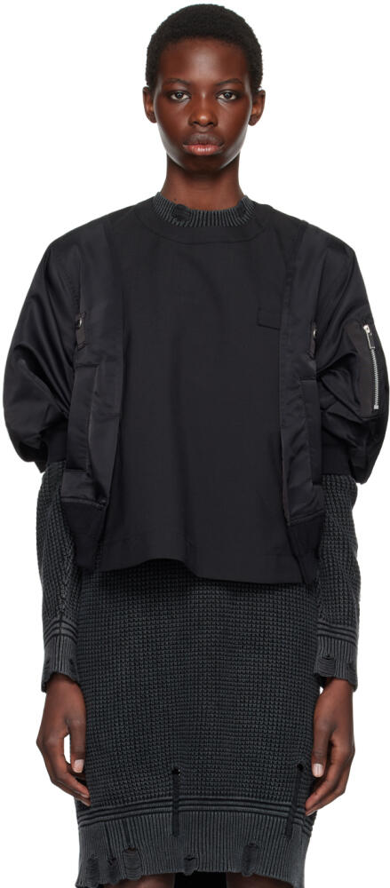 sacai Black Puff Sleeve Sweater Cover