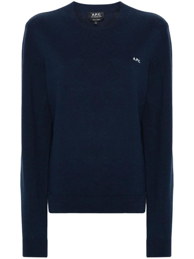 A.P.C. logo-embroidered jumper - Blue Cover