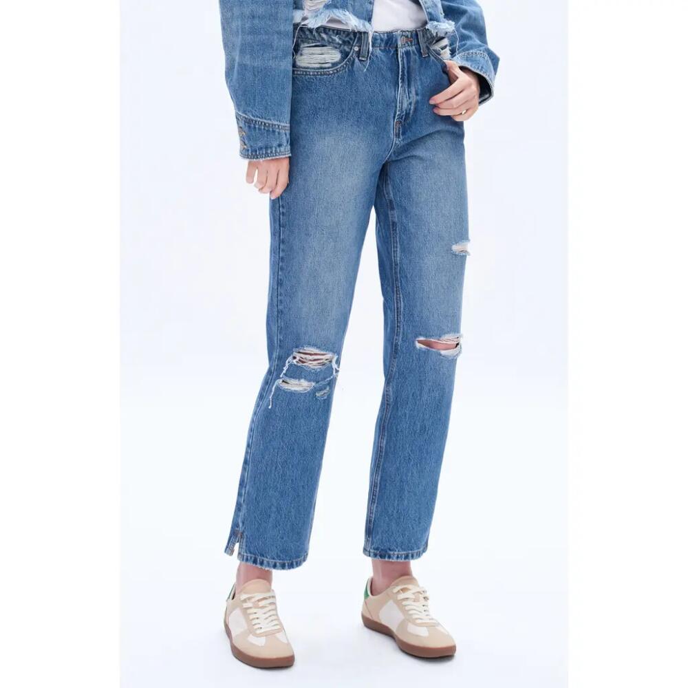 Bayeas High Rise Distressed Mom Jeans in Viviblue Cover