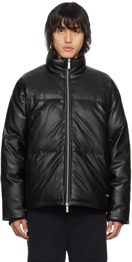 Izzue Black Quilted Faux-Leather Down Jacket Cover