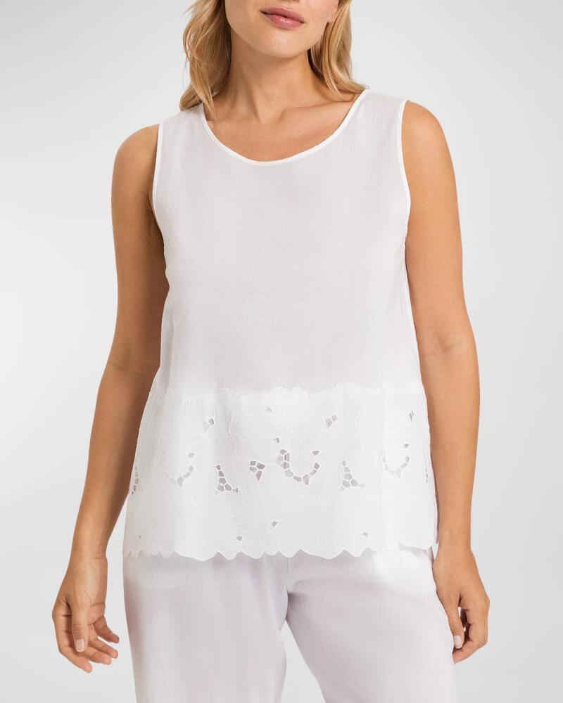 Hanro Clara Floral-Embroidered Cotton Tank Top Cover