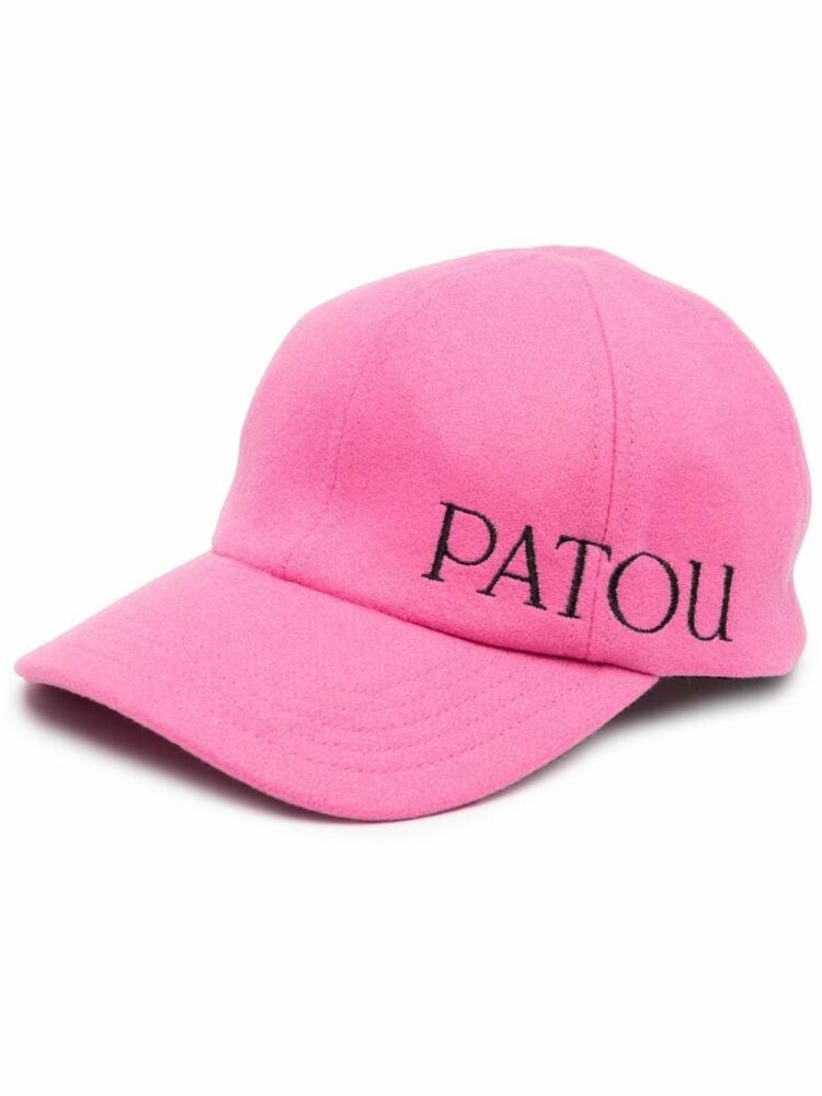 Patou embroidered-logo wool-cashmere cap - Pink Cover