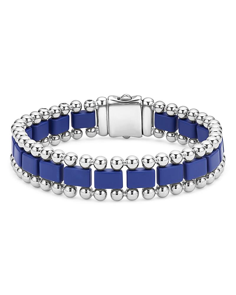 Lagos Men's Stainless Steel Anthem Ultramarine Ceramic Caviar Bead Bracelet - Exclusive Cover