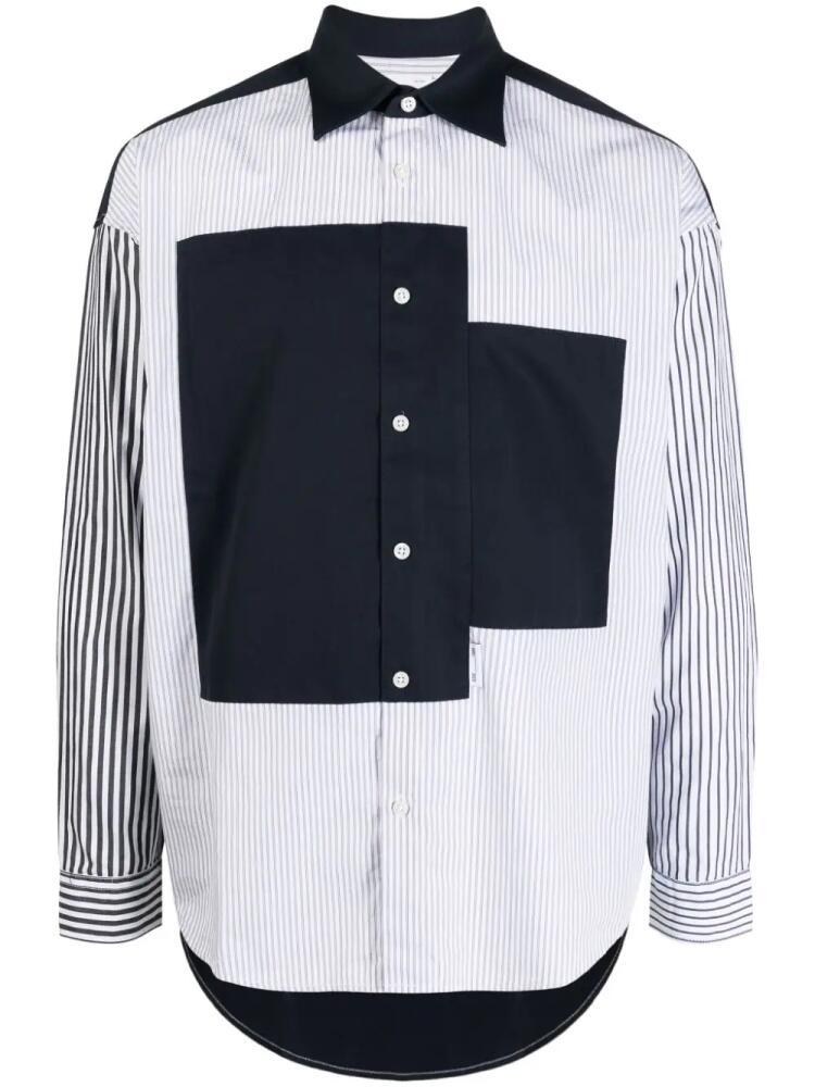 izzue long-sleeve striped patchwork shirt - Blue Cover