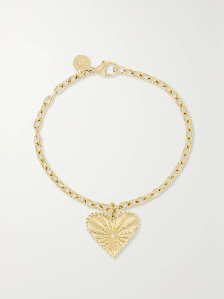 Marlo Laz - Small Pour Toujours Heart 14-karat Gold Diamond Bracelet - One size Cover