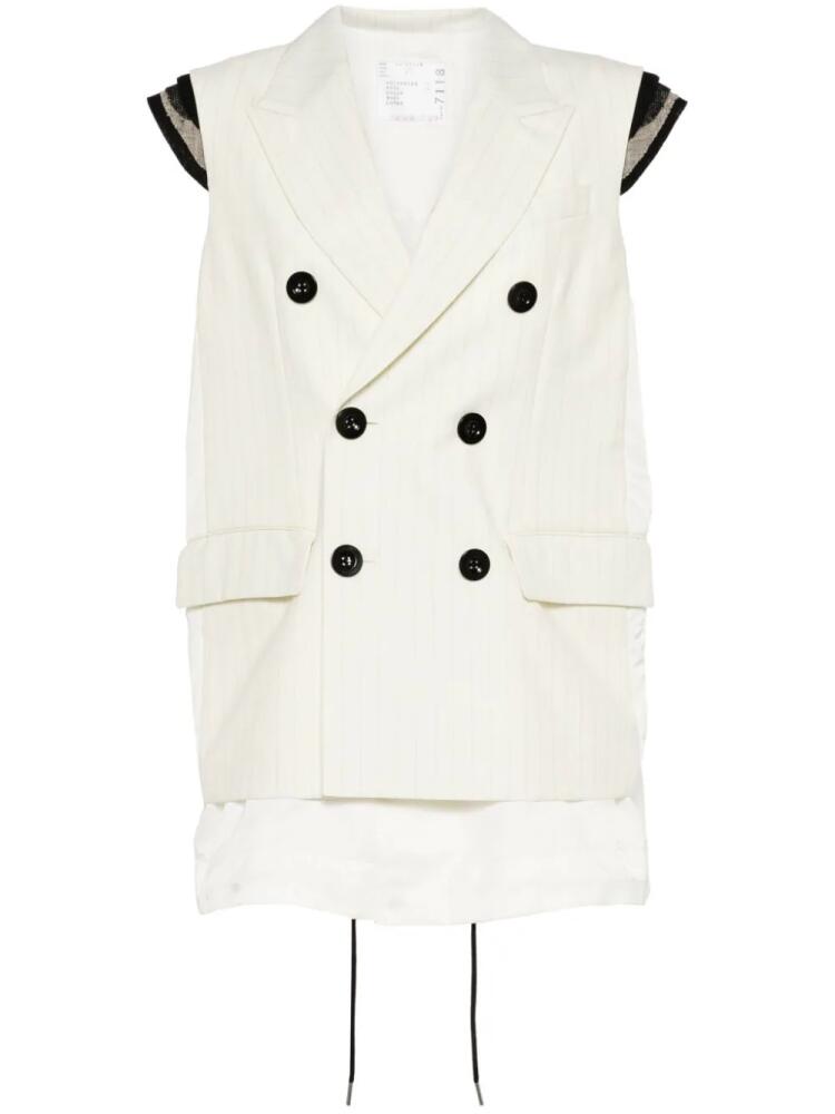 sacai sleeveless double-breasted jacket - White Cover