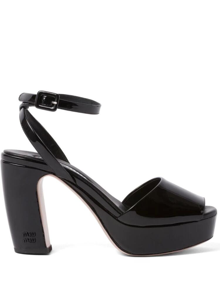 Miu Miu patent-leather platform sandals - Black Cover