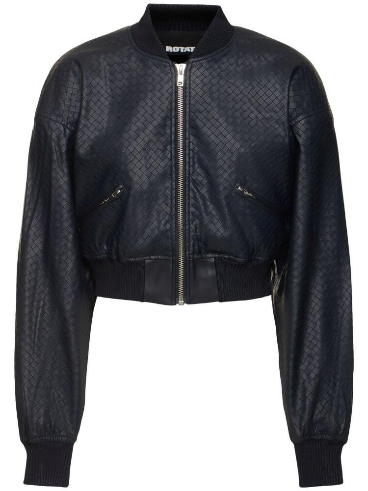 ROTATE Cropped Faux Leather Bomber Jacket Cover