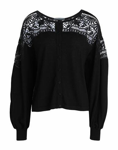 Alberta Ferretti Woman Cardigan Black Virgin Wool, Silk Cover