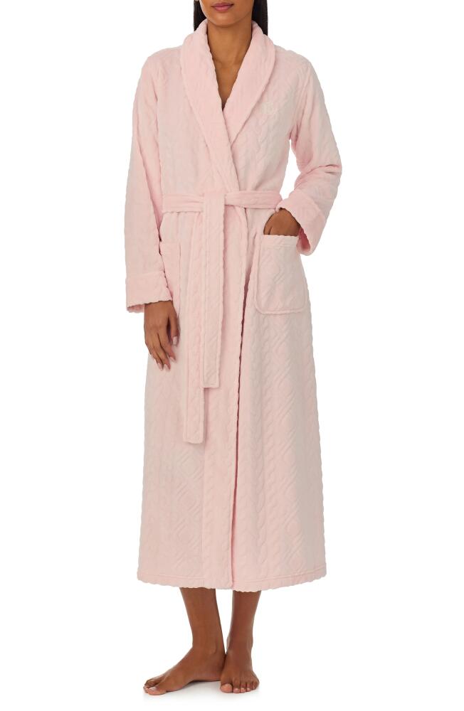 Lauren Ralph Lauren Cable Jacquard Long Robe in Pink Cover