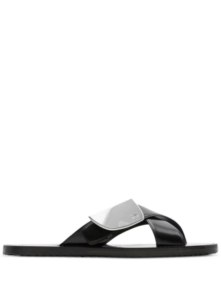 Burberry Strip Shield leather slides - Black Cover