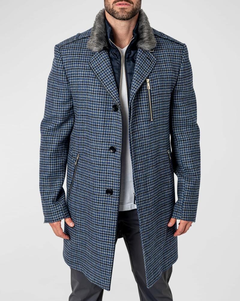 Maceoo Men's Houndstooth Captain Peacoat Cover