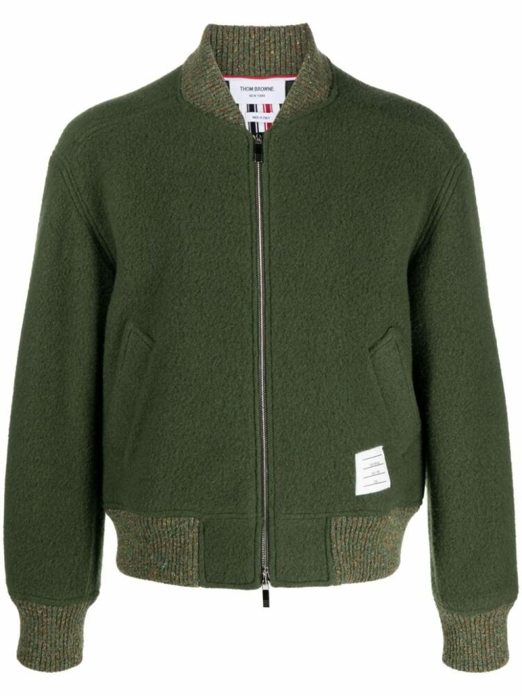 Thom Browne speckled-trim wool bomber jacket - Green Cover