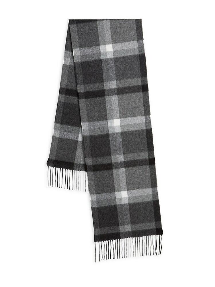 Saks Fifth Avenue Men's Plaid Cashmere Scarf - Grey Cover