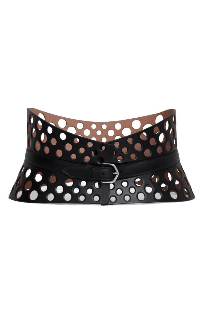 Alaïa Neo Perforated Leather Corset Belt in Noir Cover