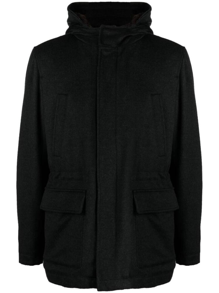 Corneliani hooded virgin wool jacket - Black Cover