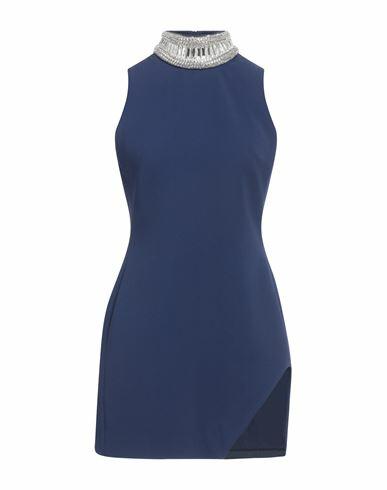 David Koma Woman Mini dress Navy blue Acetate, Viscose, Elastane Cover