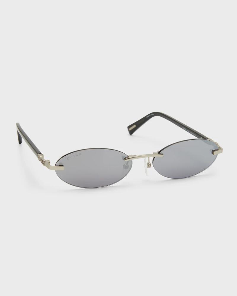 BY FAR Texas Matt Oval Metal & Acetate Sunglasses Cover