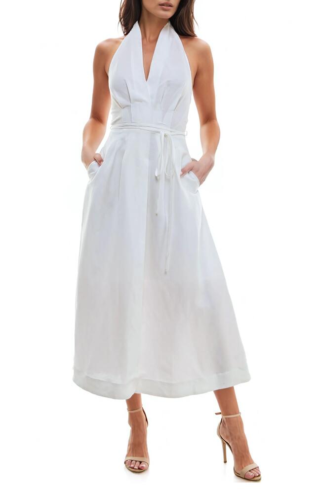 Socialite Pleated Halter Maxi Dress in Bright White Cover