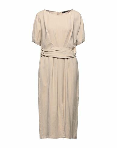 Antonelli Woman Midi dress Beige Viscose, Linen Cover