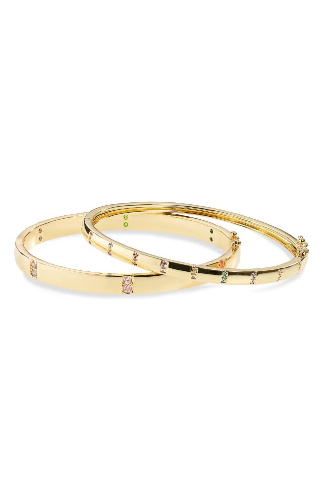 Nordstrom Set of 2 Cubic Zirconia Station Demifine Bracelets in 14K Gold Plated Cover