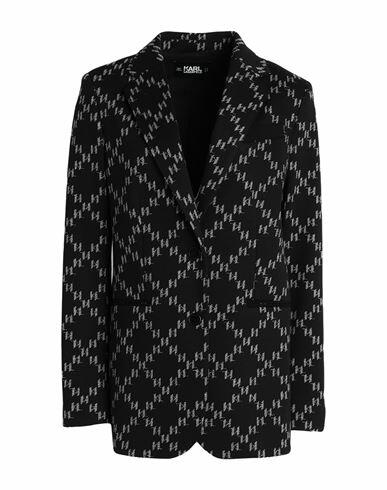 Karl Lagerfeld Jacquard Punto Jacket Woman Blazer Black Polyester, Polyamide, Viscose, Elastane Cover