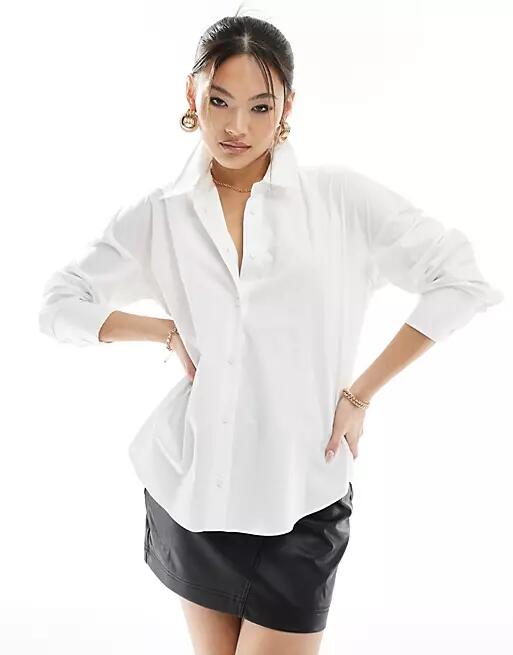 River Island contrast detail shirt in white Cover