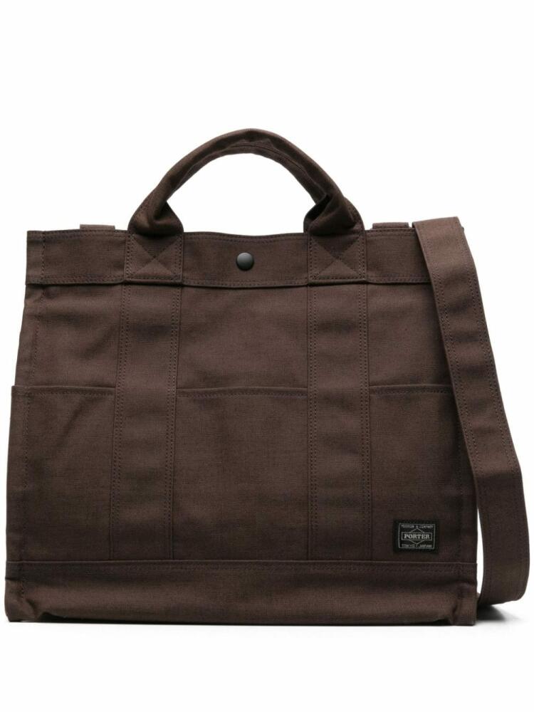 Porter-Yoshida & Co. Smoky logo-patch tote bag - Brown Cover