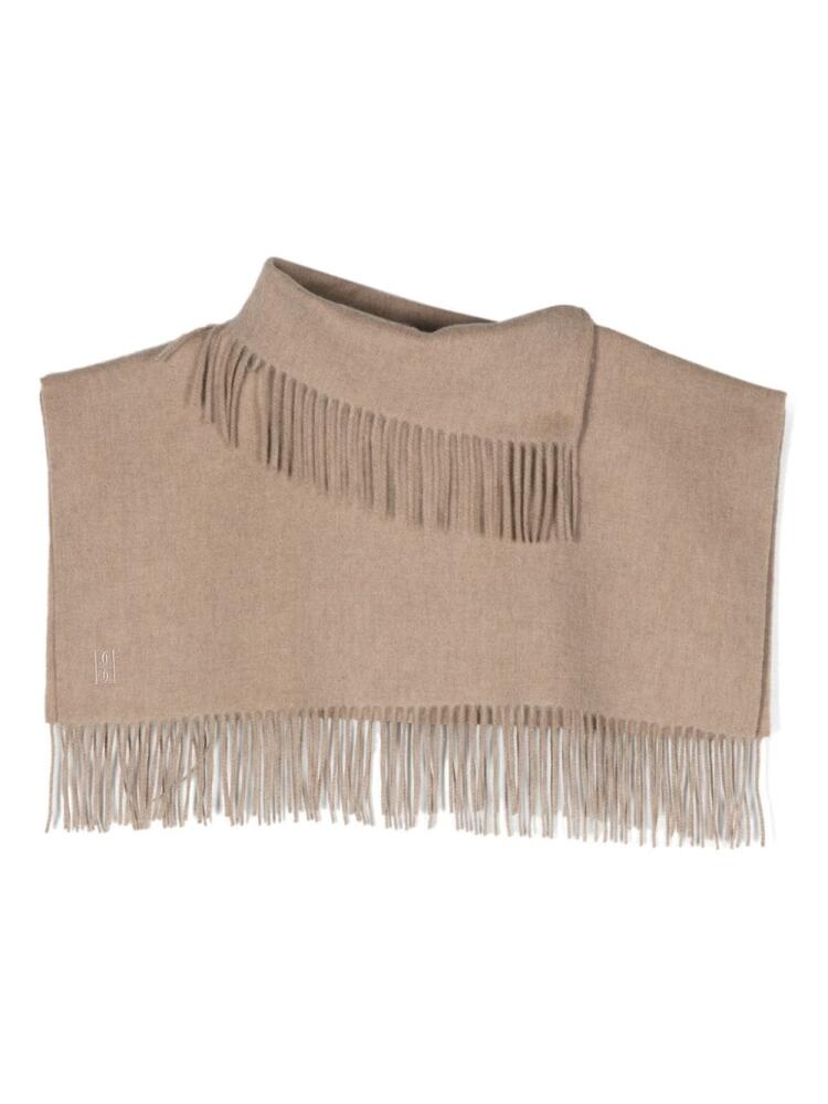 By Malene Birger fringed wool cropped poncho - Neutrals Cover