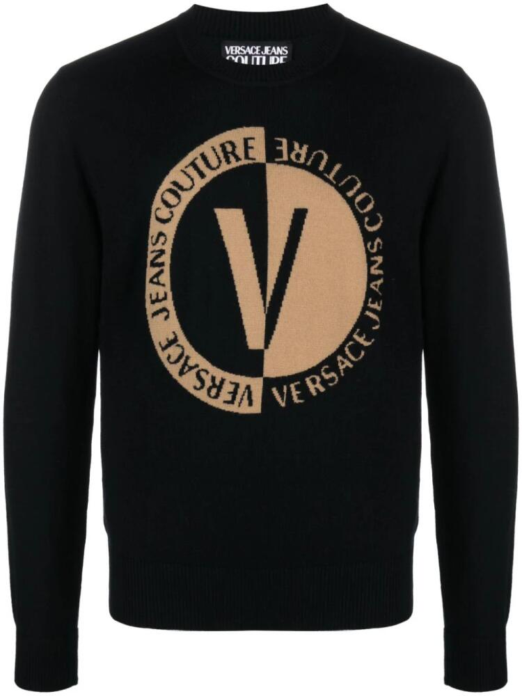 Versace Jeans Couture intarsia-knit logo wool jumper - Black Cover