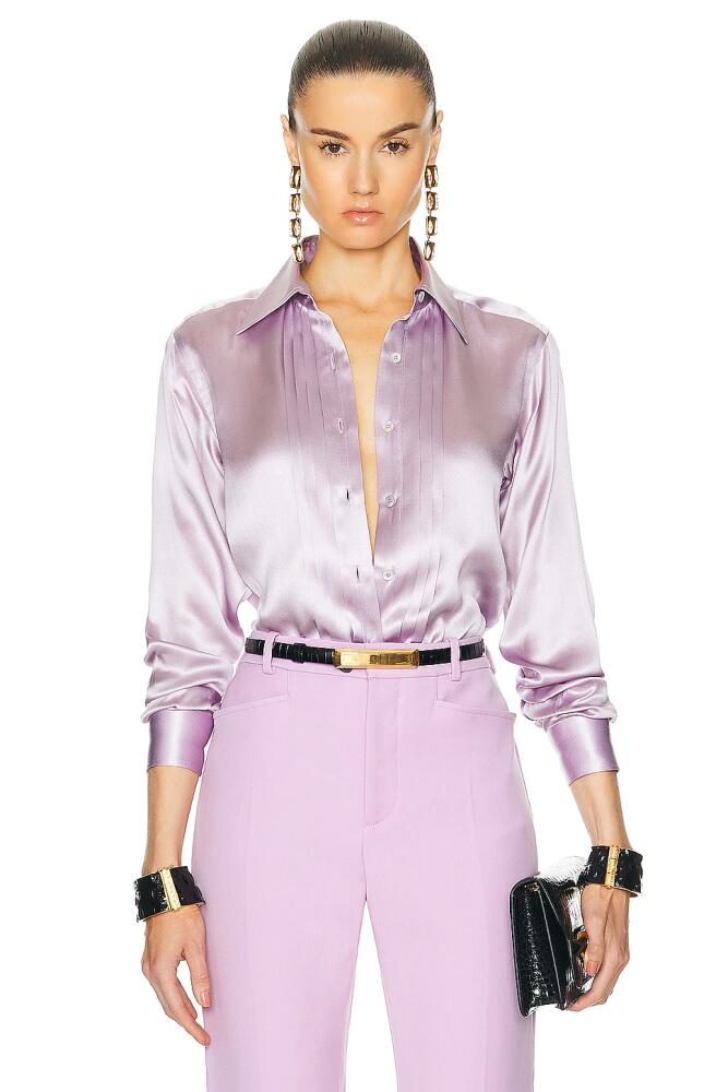 TOM FORD Charmeuse Silk Shirt in Lavender Cover